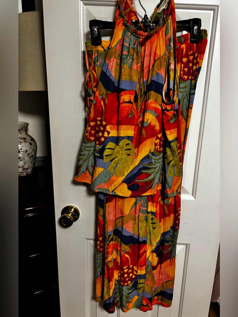 Christian Siriano Orange Multi Tropical Print Halter & Pants - Picture 1 of 9